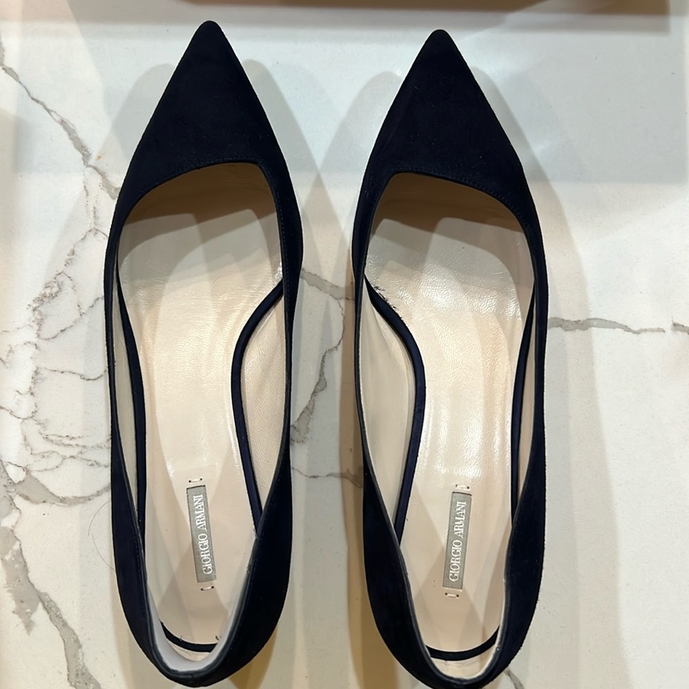 Giorgio Armani Navy Blue Suede Shoes Size 39